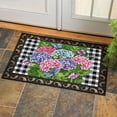 thumbnail image 3 of Evergreen Hydrangea Checks Embossed Indoor Outdoor Doormat 18 x 30 Green, 3 of 4