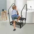 thumbnail image 3 of Heavy Duty RV Step 2-Step Anti-Slip Steel Stairs with Handrails Q235 Steel Folding Step Stool for RV, Travel Trailer, 3 of 9