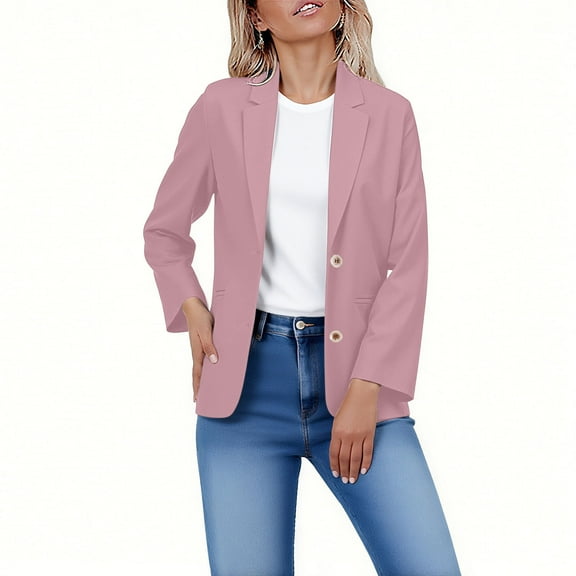 Ayolanni Fitted Blazer Women Pink Professional Business Button Down Winter Lapel Collar Blazers Jackets for Women M