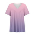 thumbnail image 3 of Itsame Short Sleeved Undershirt Tops for Womens Shirt T-Shirt Comfortable Printed Relaxed V-neck Blouses Pink Size 5XL, 3 of 5