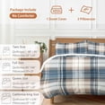 thumbnail image 6 of 3 Piece Blue Brown Plaid Duvet Cover Set Queen Size, Microfiber Comforter/Quilt Cover with Corner Ties and 2 Pillowcases, Vintage Abstract Stripes Lattice All Season Soft Bedding with Zipper Closure, 6 of 8