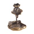 thumbnail image 2 of Quemador de incienso de reflujo de hoja de loto Bandeja de hoja de loto Cascada Centros de mesa de latón Artesanías Titular de incienso Artesanía Soledad Quemador de Inciensos, 2 of 9