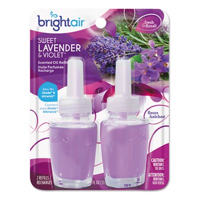 2PC Bright Air Electric Scented Oil Air Freshener Refill  Sweet Lavender/Violet  0.67 oz Jar  2/Pack (900270PK)