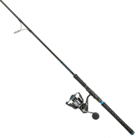 Quantum Benchmark Spinning Reel and Fishing Rod Combo 7-Foot 1-Piece Medium Power Fast Action Rod Graphite Composite Blank Size 5000 Reel 5+1 Bearings 5.6:1 Gear Ratio Silver/Blue