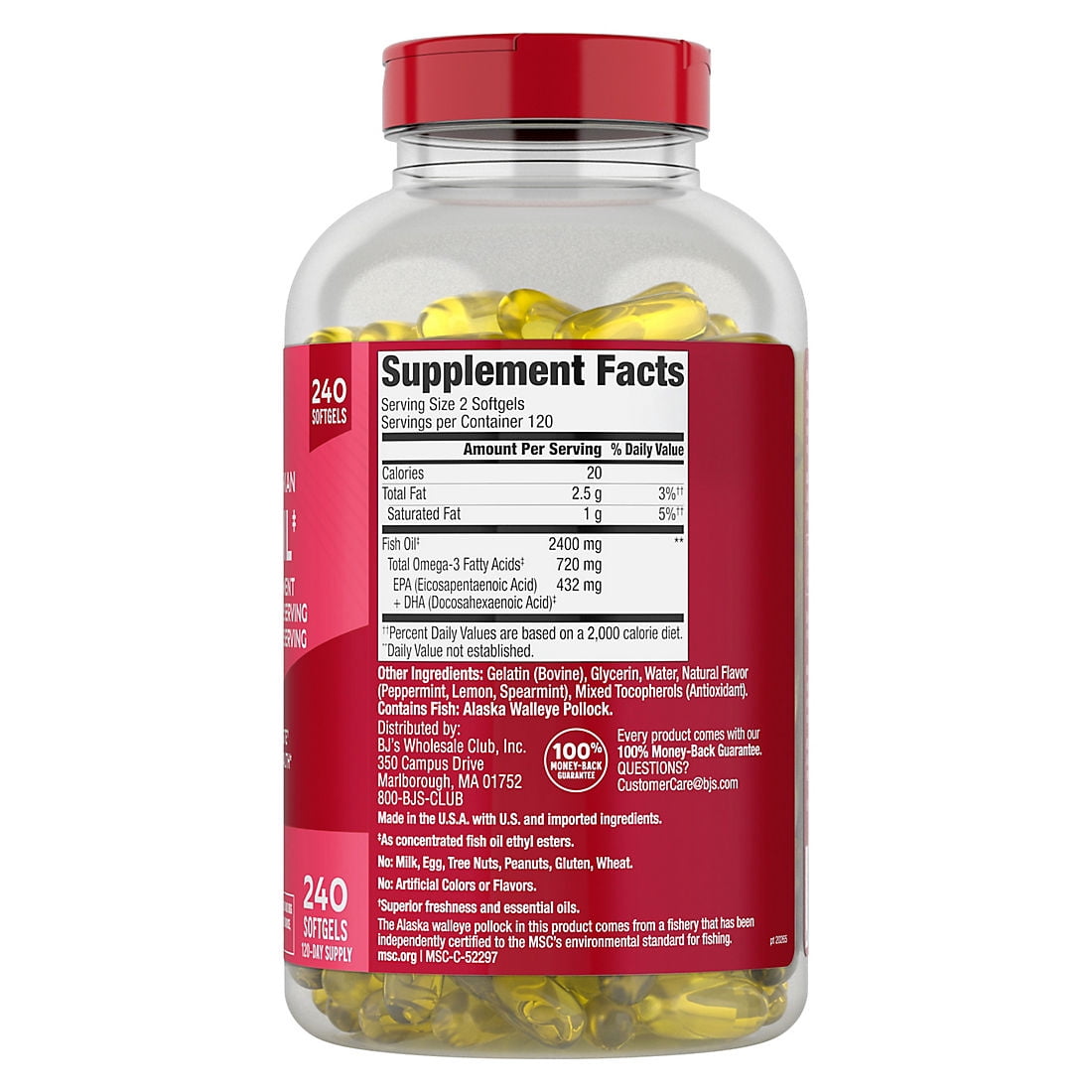 Berkley Jensen 2400mg Fish Oil Softgels, 240 ct.