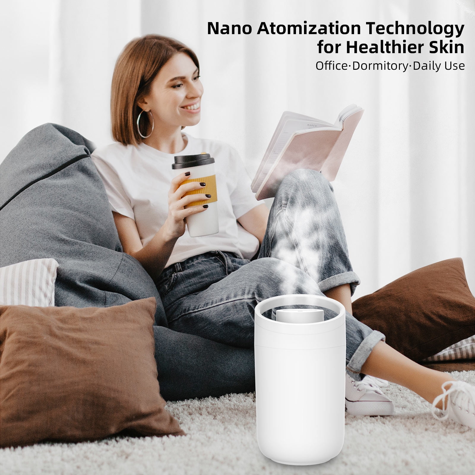 RAPOBRIX 2.5L Cool Mist Humidifier for Room - Quiet Ultrasonic Top Fill for Baby/Bedroom/Large Room (White