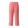 thumbnail image 5 of Dagugfen Cotton Linen Capris for Women with Pockets Straight Leg Drawstring Elastic Waist Capri Pants Lightweight Casual Beach Pants, 5 of 8