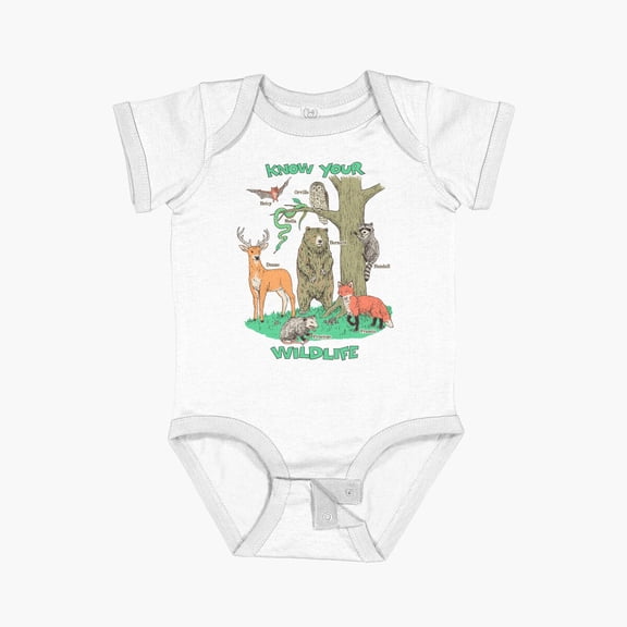 Bella Canvas Know Your Wildlife Short Sleeve Baby One-Piece Newborn Gender Neutral Outfit, Baby Boy Or Girl Bodysuit, Birrthday Gifts