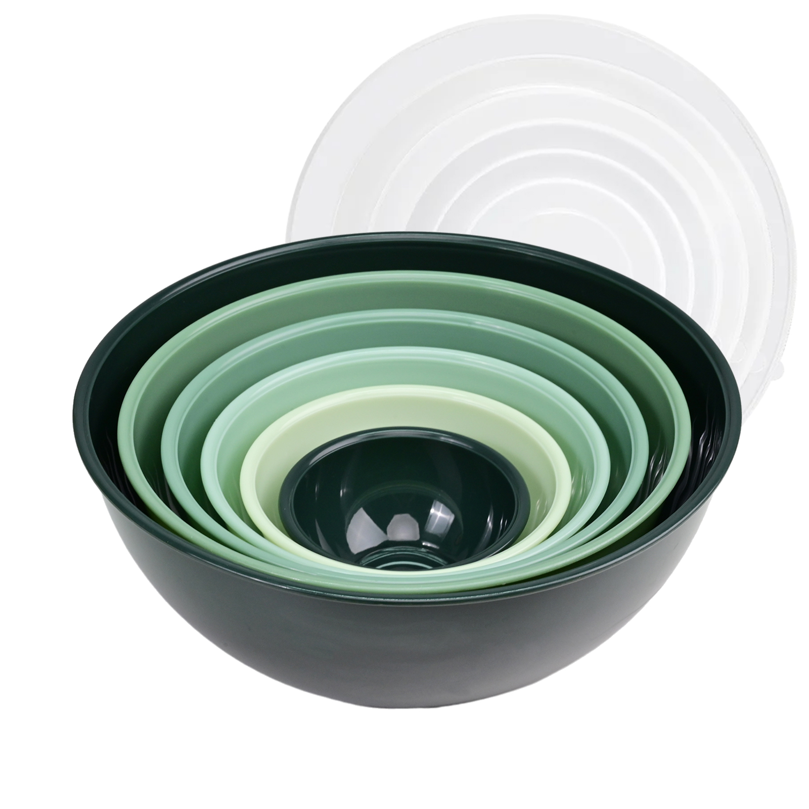 TINANA Plastic Mixing Bowls with Lids Set - 12 Piece Colorful Mixing Bowl Set for Kitchen - Nesting Bowls with Lids Set, 6 Prep Bowls and 6 Lids - Microwave and Freezer Safe (Green Ombre) - image 2 of 7