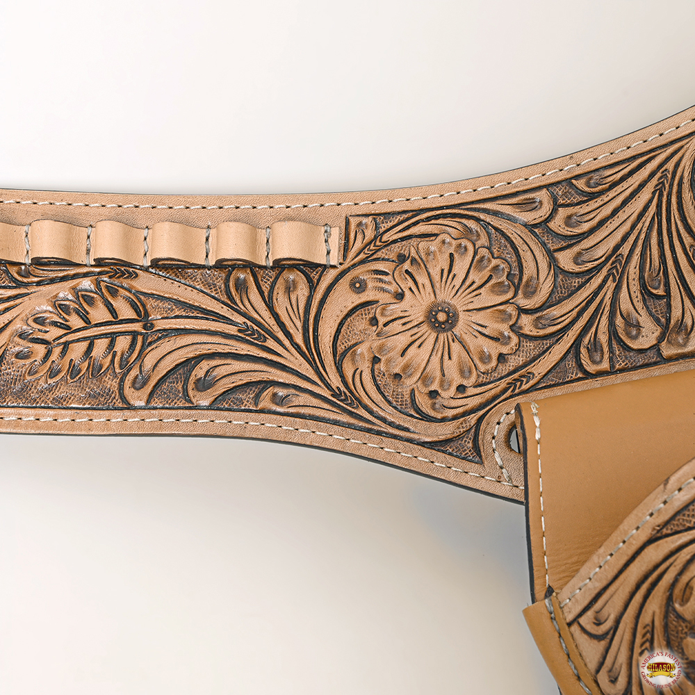 36 In Hilason Double Caliber 44/45 Leather Western Cowboy Gun Rig Holster