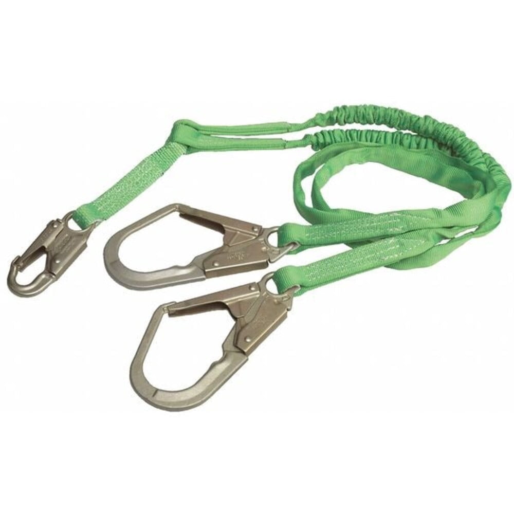 Miller by Honeywell 216TWLS/Z76FG 6' Manyard HP Polyester Web Single-Leg Shock-Absorbing Green Lanyard With (2) 3/4'' Locking Snap Hooks