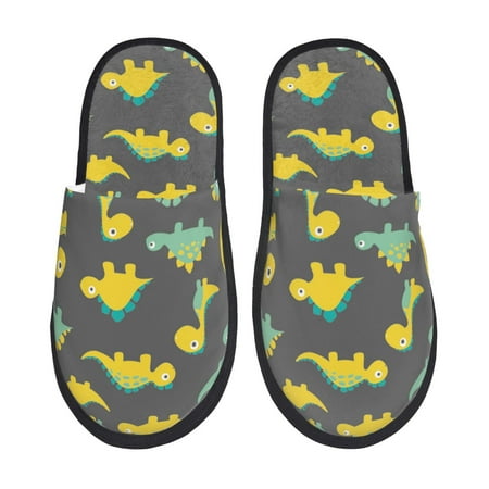 

House Slippers for Women and Men cute Dinosaur yellow Comfy Fuzzy Bedroom Slippers Furry Home Shoes for Indoor Outdoor