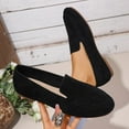 thumbnail image 2 of Black Ladies Flat Moccasins Made Of Flock With Shallow Mouth For Easy Slip-On Comfort, 2 of 9