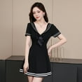 thumbnail image 3 of New Workwear Sexy College Style Dress Sweet Dress-Navy Blue-XL, 3 of 6