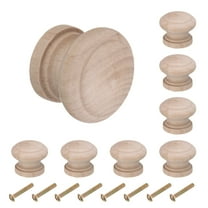 8pcs Round Wooden Knobs, 28mm/1.1" Mushroom Shape Single Hole Drawer for Drawer Dresser Wardrobe, Wooden