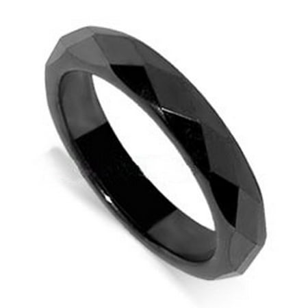 Hematite Ring - Gem Avenue Simulated Hematite Magnetic Multifaceted 4mm Band