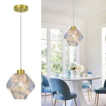 Deyidn Colorful Glass Pendant Light Fixtures 8.85 in Twisted Glass Shades Gold Hanging Light Fixture Modern Pendant Lighting for Kitchen Island Bedroom Dining Room