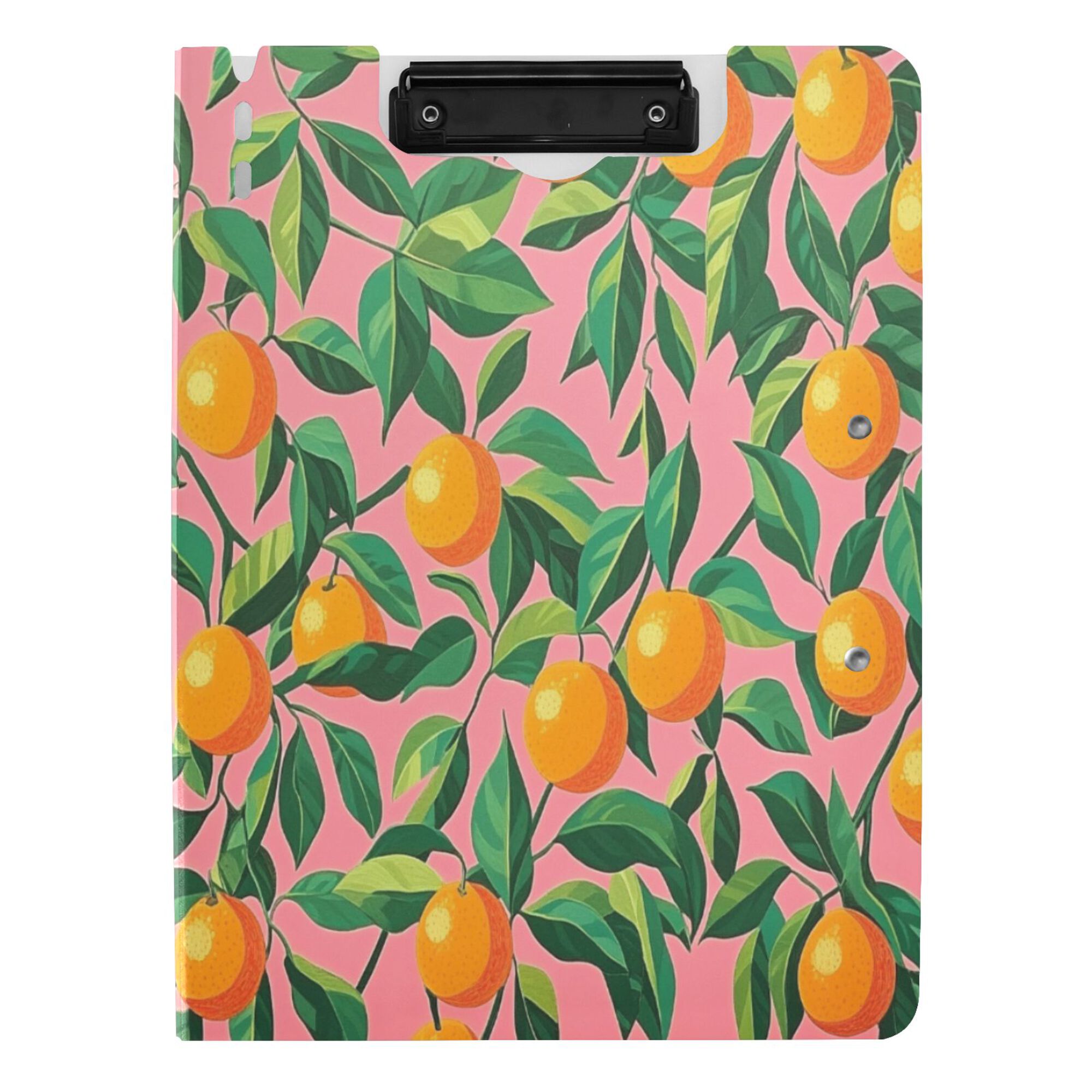 FORMRS A4 Clipboard Folder with Pen Holder Horizontal Foldable School Office Binder, Pink Oranges