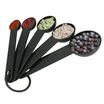 NutriChef 5-Piece Plastic Measuring Heavy Duty Round Shaped Classic Kitchen Measuring Spoon for Dry