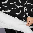 thumbnail image 3 of Oversized Wearable Blanket Hoodie,Black Halloween Bats with White Sherpa Blanket Hoodie with Super Pockets,Super Warm Fuzzy Pullover for Women & Men, 3 of 6