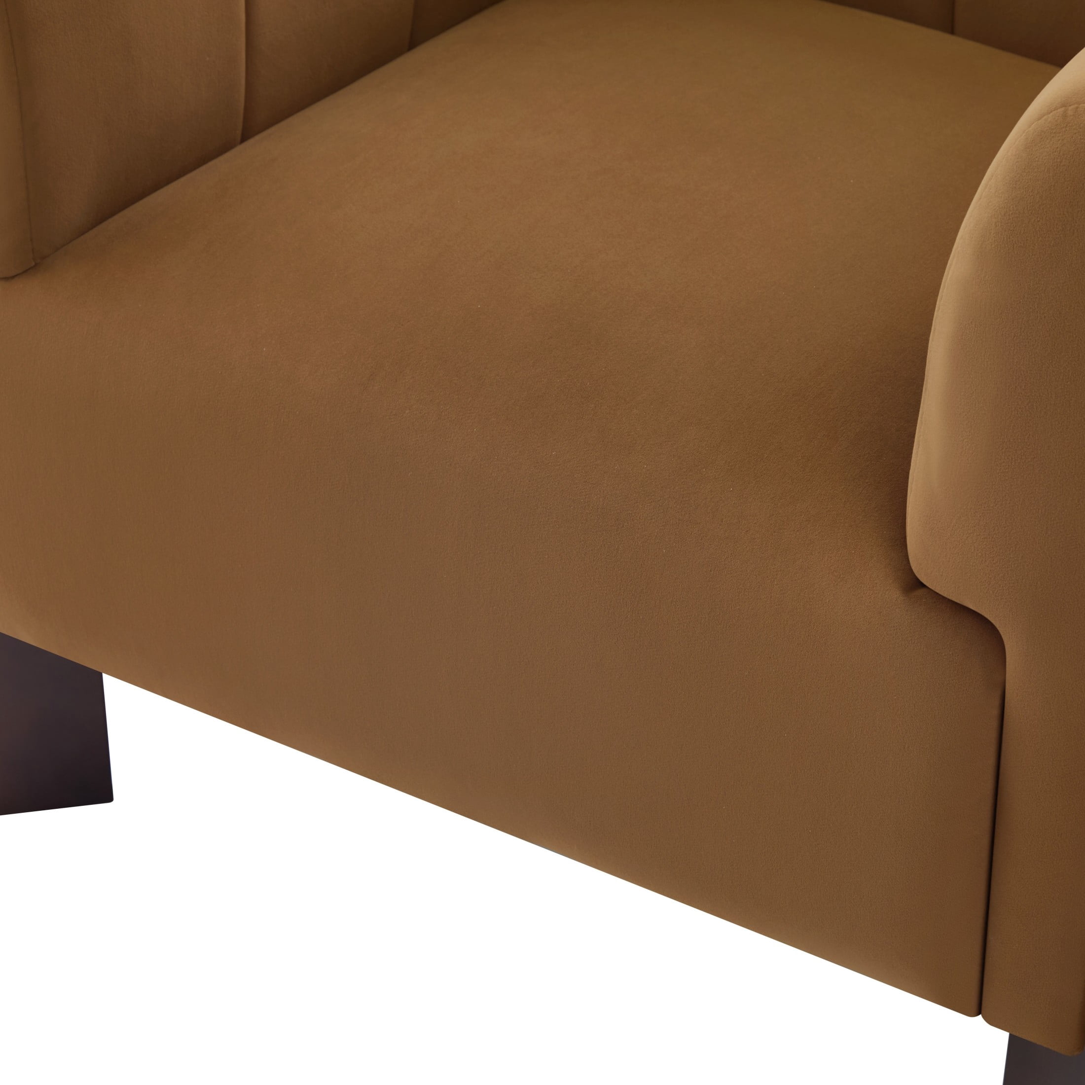 Christopher Knight Home Modern Velvet Accent Chair with Channel Tufted Back and Wooden Legs, Yellow Brown