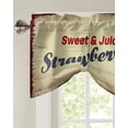 thumbnail image 3 of Fruit Strawberry Wood Grain Retro Window Valance Curtain Kitchen Cafe Short Curtains Living Room Tie-Up Valance Curtain, 3 of 6