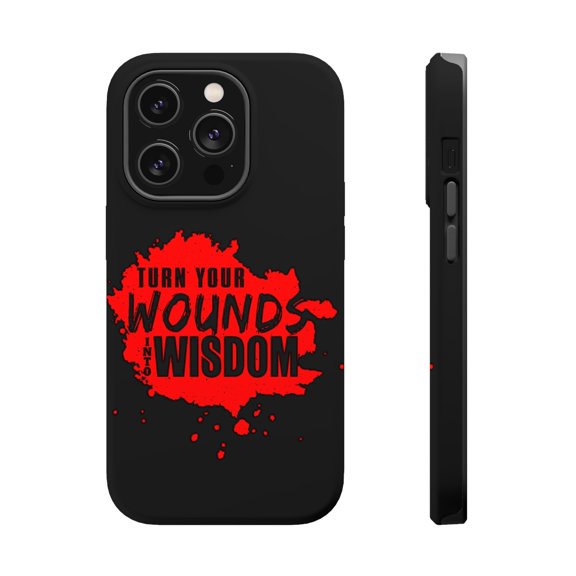 DistinctInk Tough Case for Apple iPhone 15 PRO (6.1" Screen), Compatible with MagSafe Charging - Turn Your Wounds Into Wisdom