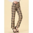 thumbnail image 2 of Pantalones a cuadros Allegra K casuales para mujer con bolsillos pierna recta trabajo oficina caqui negro XS, 2 of 5