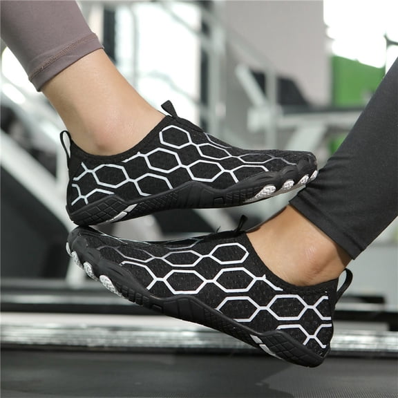 Hike Barefoot Shoes for Women Wide Toe Box Zero Drop Sole Minimalist Hiking Shoes Lightweight Sneakers with Arch Support Non-Slip Outsole Slip-On Barefoot Footwear for Daily Wear Light,Black 42