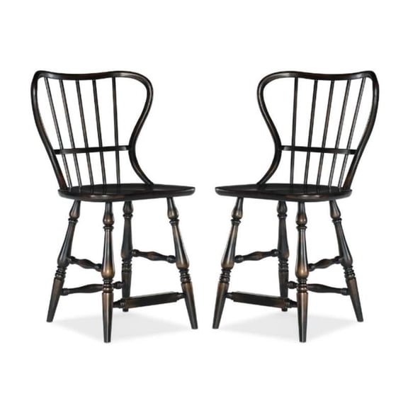 Home Square Dining Room Back Counter Stool in Black - Set of 2