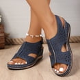 thumbnail image 2 of Women Hollow Out Breathable Sandals rthopedic Wedge Sandal Dressy Flat Open Toe Slingback Platform Espadrilles Sandals Casual Strappy Slip on Sandal Beach Anti-Slip Shoes, 2 of 9