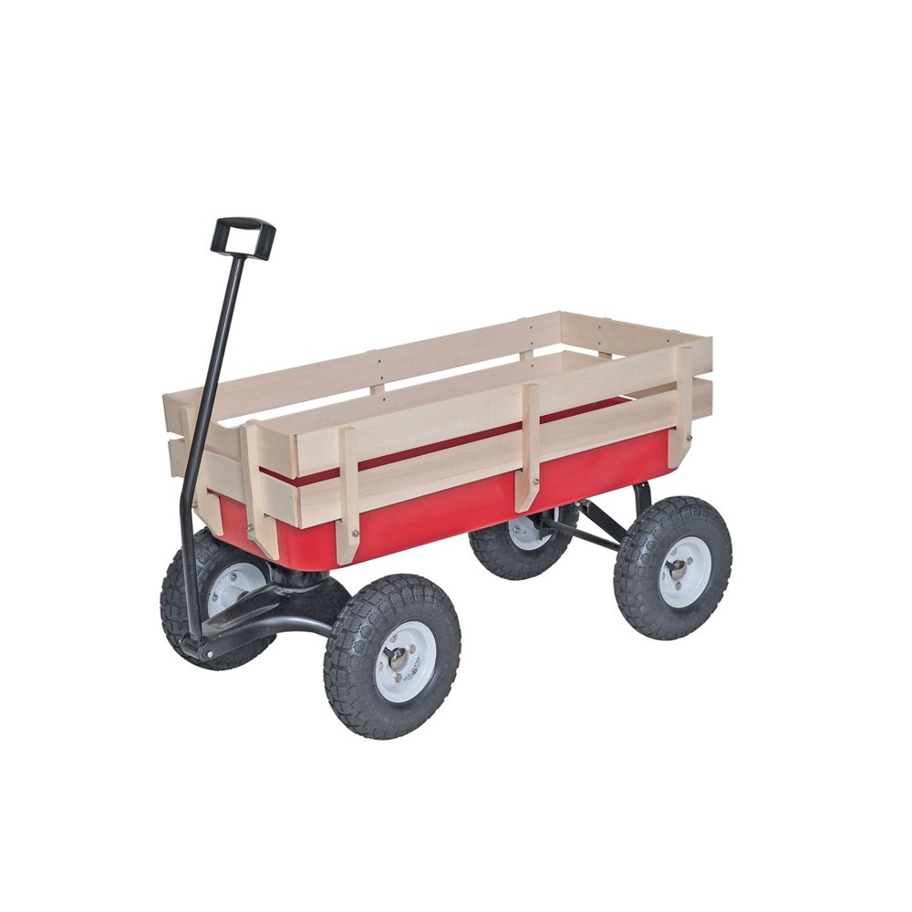 HaulMaster Bigfoot Panel Wagon Steel Wheels 5 1/4 in. Wood Panels Red