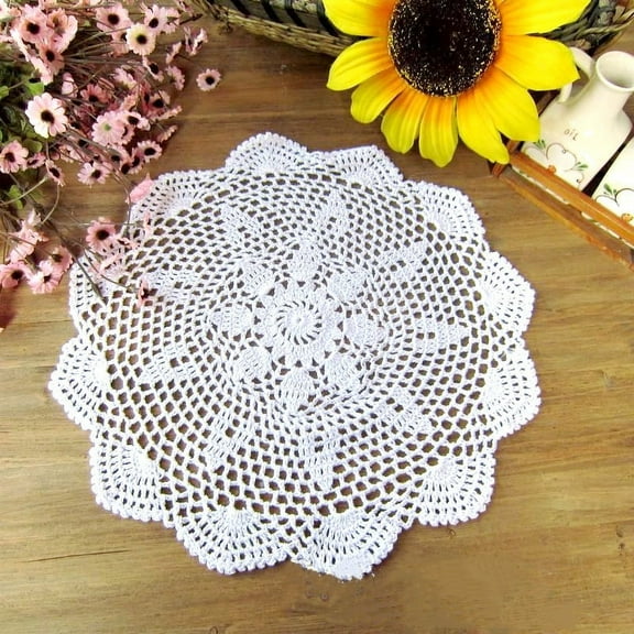2 Pcs Crochet Cotton Lace Placemats Doilies Round Doily Handmade Doilies