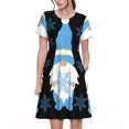 thumbnail image 1 of Balery Christmas Gnome Snowflake Vestidos sueltos de manga corta para mujer, vestidos de verano 2025, vestidos casuales de corte A con vuelo., 1 of 6