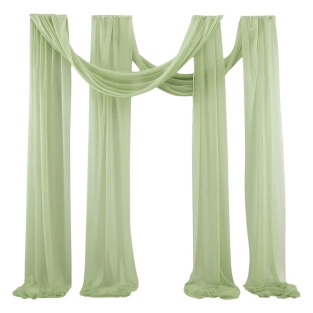 Siruishop Arche de Mariage Chemin de Table en Chiffon pour Scène Fête Toile de Fond Photo Vert