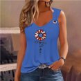 thumbnail image 1 of Puntoco Camiseta sin mangas con cuello cuadrado y estampado del Día de la Independencia para mujer, camiseta holgada sin mangas, 1 of 3