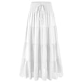 thumbnail image 2 of qelini White Skirt Women Boho Long Skirt High Waist A-line Skirt Solid Color Beach Casual Skirt, 2 of 9