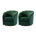 thumbnail image 6 of Tina's Home Velvet Swivel Barrel Chair Set of 2 Wood Frame Metal Base Upholstered Club Accent Armchair Green, 6 of 6