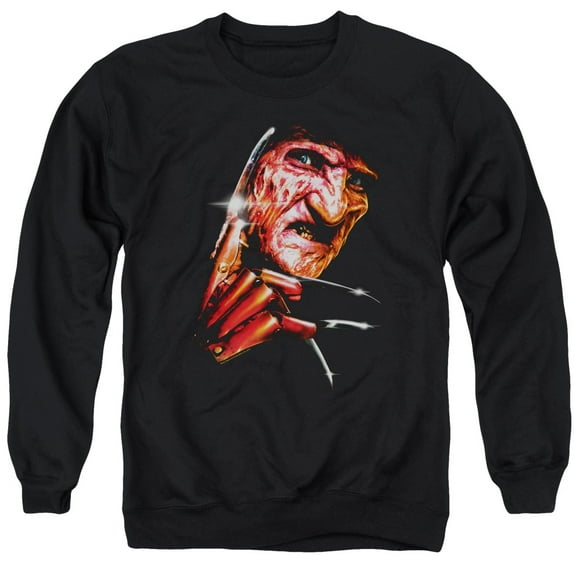 Trevco Sportswear WBM604-AS-5 Nightmare on Elm Street Freddys Face Adult Crewneck Sweatshirt, Black - 2X