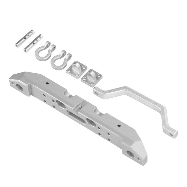 DEWIN RC Parachoques Delantero y Juego de Luces Simulación de aleación de Aluminio para SCX24 1/24 RC Car Crawler(Plata)