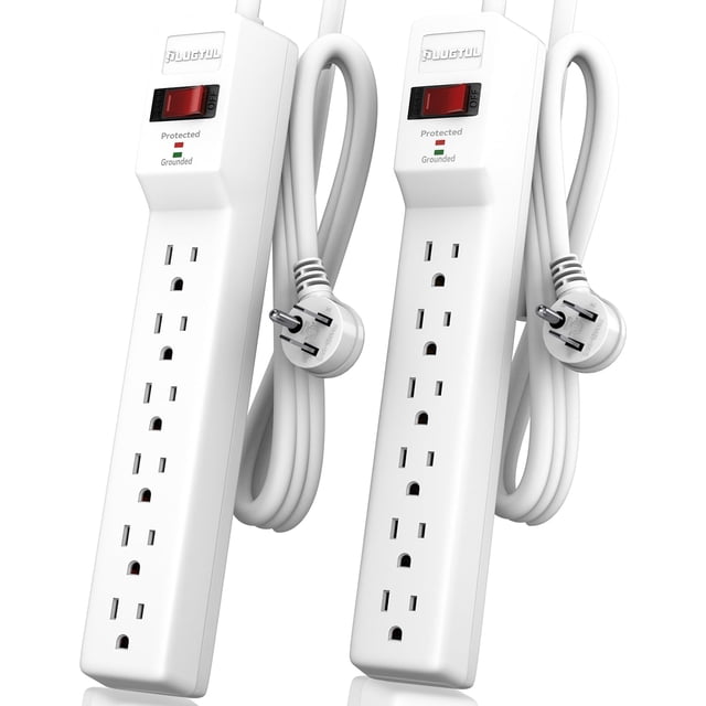 Protector contra sobretensiones Power Strip PLUGTUL de 6 salidas y 4 pies con 980J
