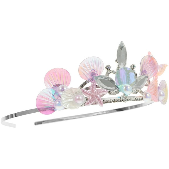 WRISTBIQUE Mermaid Headband Metal 1Set 5.9In Multi Color Crown Hair Accessory For Girls