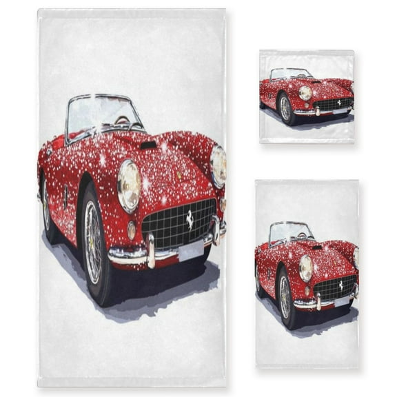 Three-Piece Towel Set Face Towel Towel Set Hand Towel Bath Towel Cotton Bath Towels Bath Towel Sets Hand Bath Towels Red Glitter Ferrari