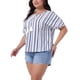 thumbnail image 4 of Blusas casuales de verano para mujer de tallas grandes Agnes Orinda, con escote en V, mangas cortas, estampado floral y borlas, 4X, blancas, 4 of 6