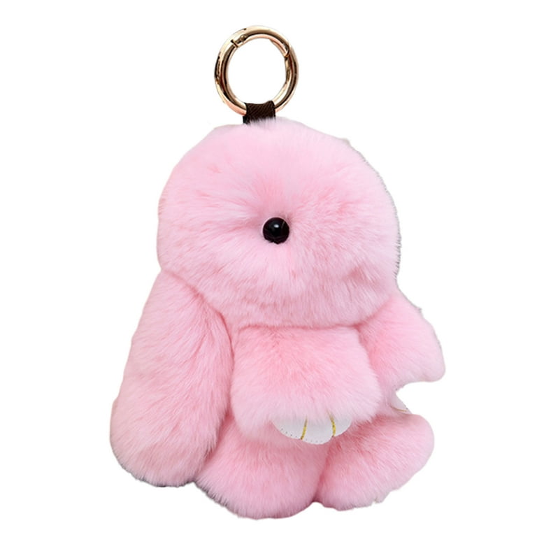 Candy Color Mini Bear Keychain Fur Pompom Key Chains Fluffy Bags Decor  Pendant';