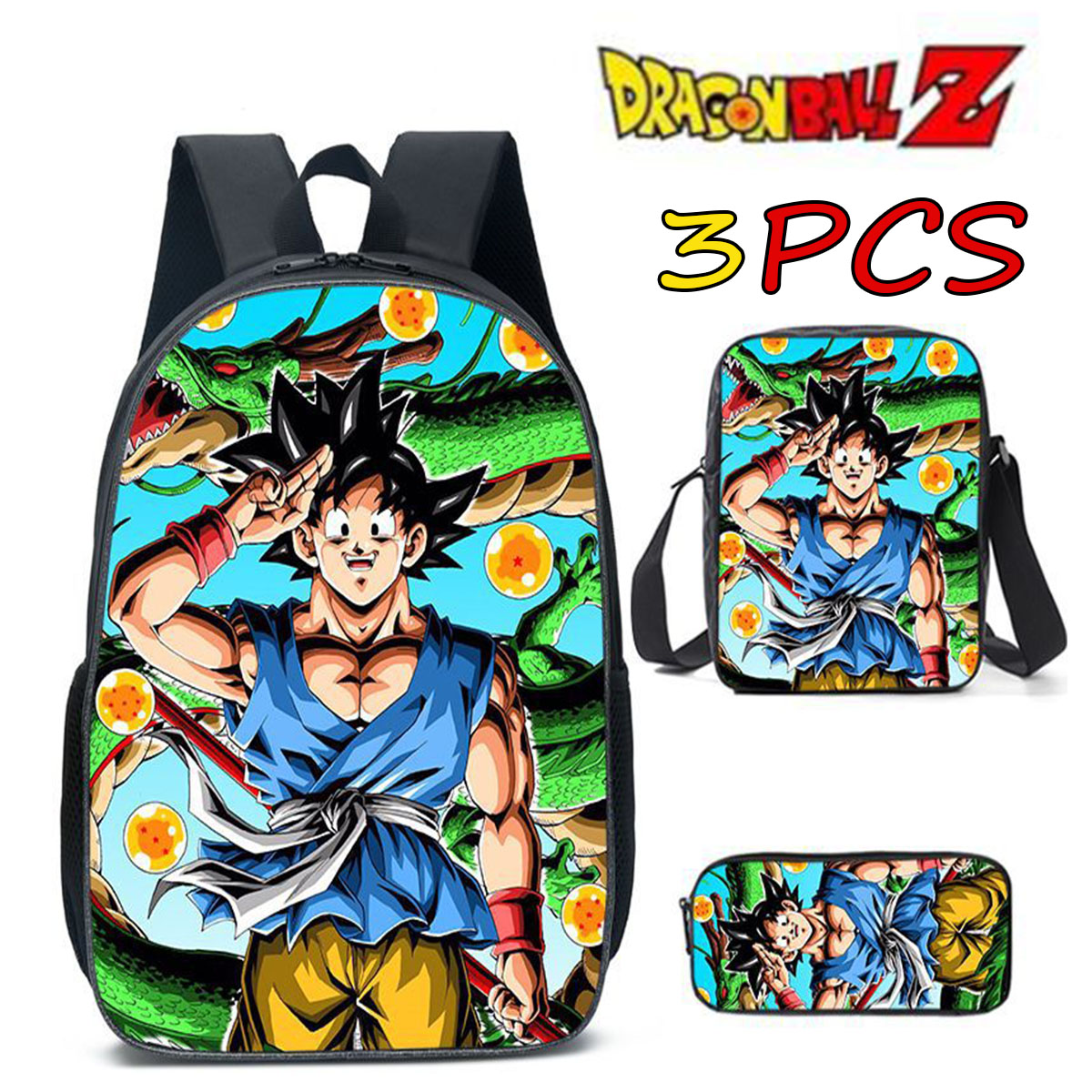 3pcs/Set Anime Dragon Ball Z Goku Vegeta Backpacks School Bag for Children Girls Boys Teenagers