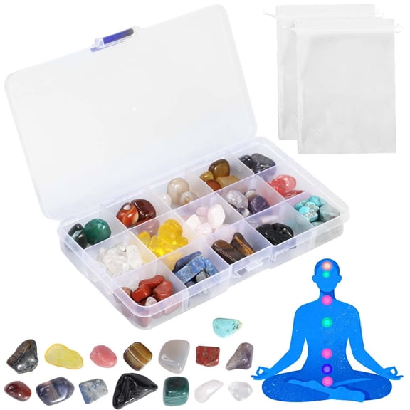 Assorted Healing Crystals Gemstone Box Tumbled Natural Rock Quartz Crystal Stones Chip Bulk for Wicca Reiki Chakra Healing Meditation Home Decor DIY Project Spiritual Crystal Gift Christmas