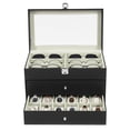 thumbnail image 2 of ChicHomey 4 Layer Black Sunglasses Organizer,Watch & Glasses Storage Box,24 Compartments (12+12),Glass Lid,Large Capacity, Perfect for Desktop and Home Use, 2 of 10