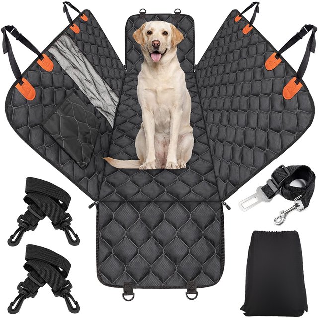 Funda para asiento trasero de perro de 137x147CM, estera de seguridad con Protector de ventana lateral, funda para asiento trasero impermeable resistente a arañazos, funda para perro SUV JM