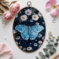 thumbnail image 7 of Canvas Wall Art Blue Butterfly Boho Floral Botanical Aesthetic Teal White Daisies Oval Framed Canvas Prints Vintage Wall Hanging Decor for Home Office Nursery Family Gift 8.6"x11.4", 7 of 7